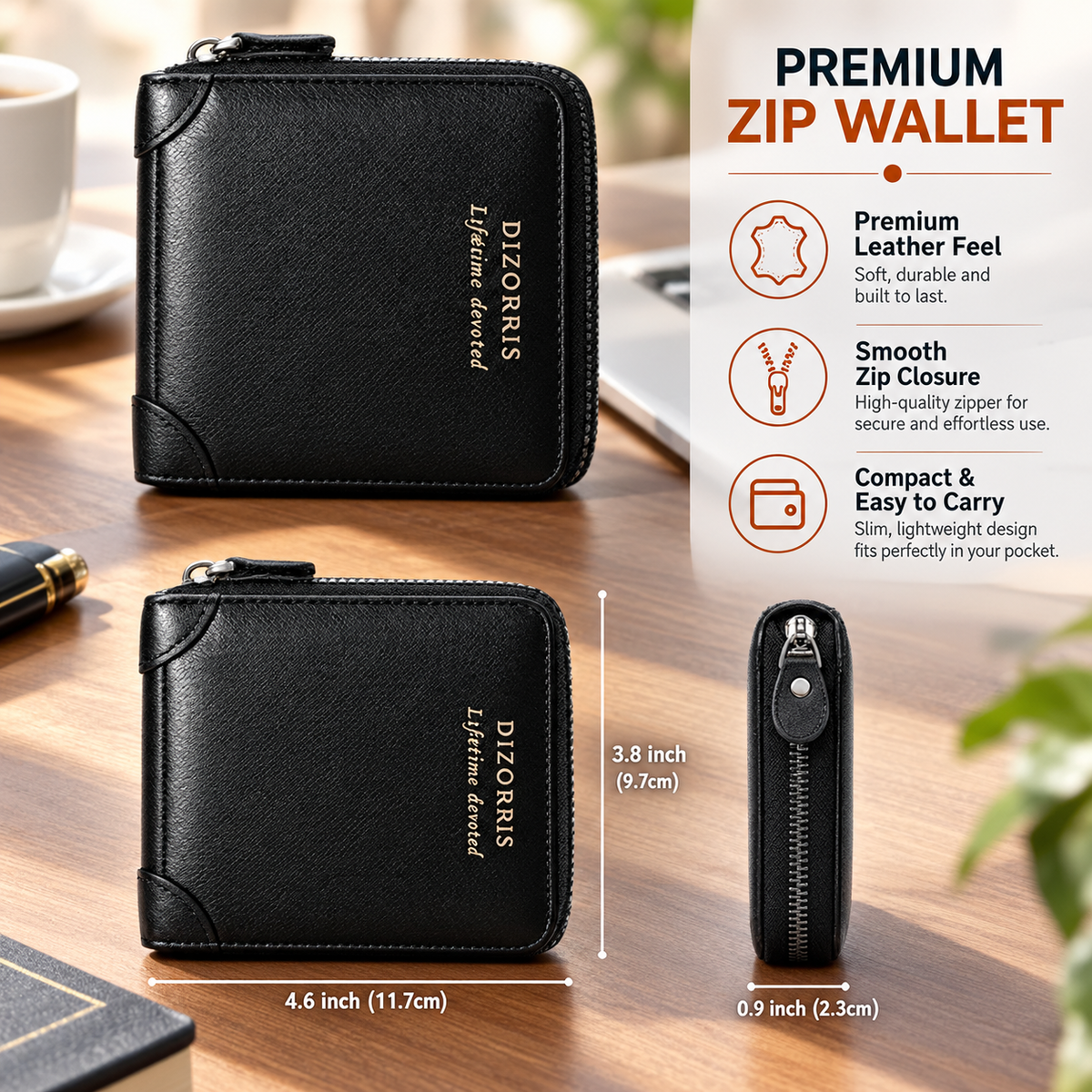 Men's Full-Zip Calf Leather Pocket Organizer