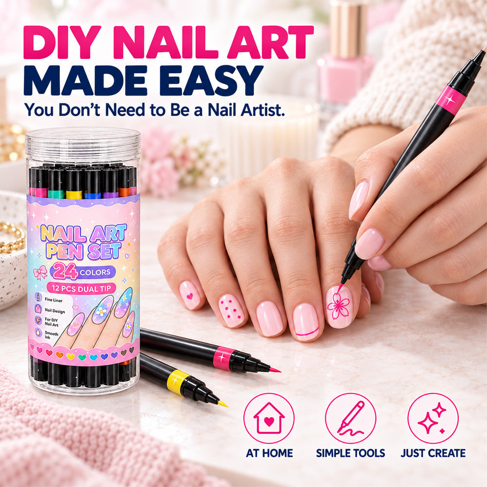 💅🎨 40% OFF! 24-Color Dual-Tip Nail Art Pens ✨ DIY Your Own Halloween, Christmas & Everyday Nail Designs 🎃🎄