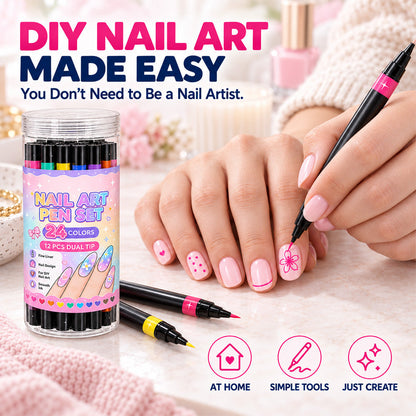 💅🎨 40% OFF! 24-Color Dual-Tip Nail Art Pens ✨ DIY Your Own Halloween, Christmas & Everyday Nail Designs 🎃🎄