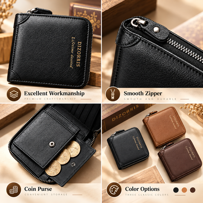 Men's Full-Zip Calf Leather Pocket Organizer