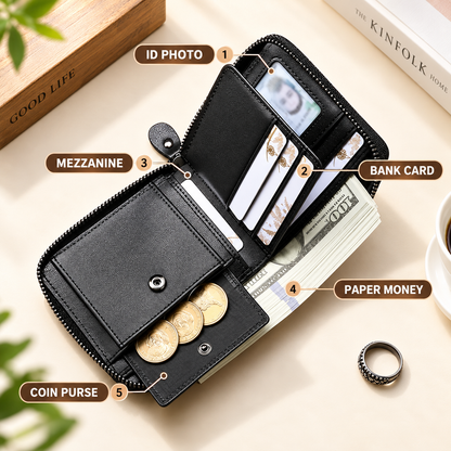 Men's Full-Zip Calf Leather Pocket Organizer