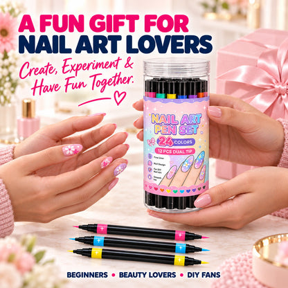 💅🎨 40% OFF! 24-Color Dual-Tip Nail Art Pens ✨ DIY Your Own Halloween, Christmas & Everyday Nail Designs 🎃🎄