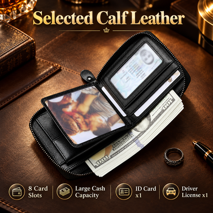 Men's Full-Zip Calf Leather Pocket Organizer