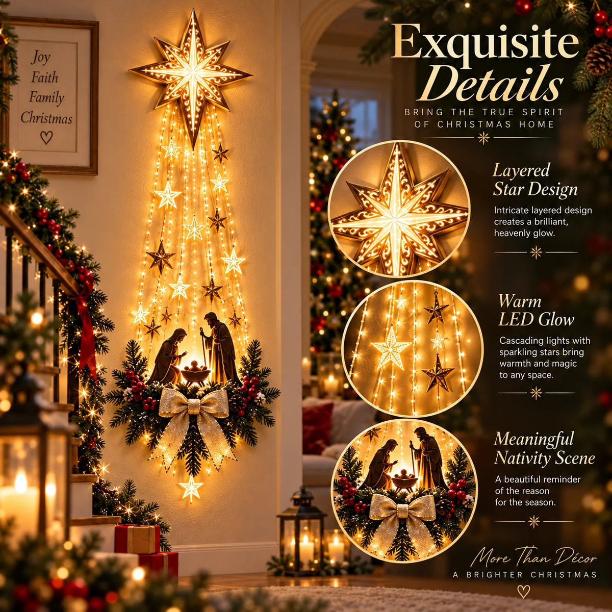 Lighted Bethlehem Star Christmas Wall & Porch Decor