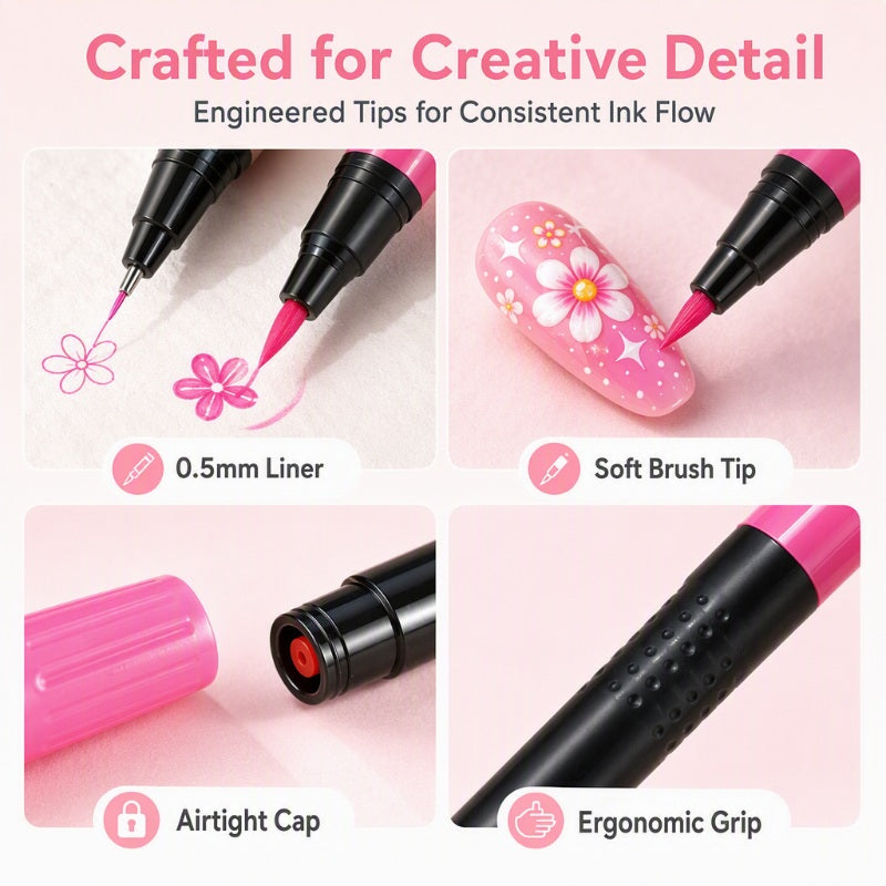 💅🎨 40% OFF! 24-Color Dual-Tip Nail Art Pens ✨ DIY Your Own Halloween, Christmas & Everyday Nail Designs 🎃🎄