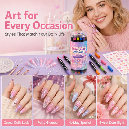 💅🎨 40% OFF! 24-Color Dual-Tip Nail Art Pens ✨ DIY Your Own Halloween, Christmas & Everyday Nail Designs 🎃🎄
