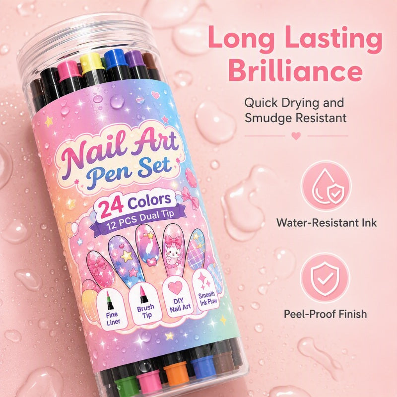 💅🎨 40% OFF! 24-Color Dual-Tip Nail Art Pens ✨ DIY Your Own Halloween, Christmas & Everyday Nail Designs 🎃🎄