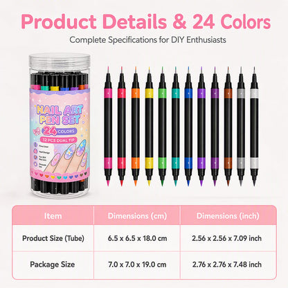 💅🎨 40% OFF! 24-Color Dual-Tip Nail Art Pens ✨ DIY Your Own Halloween, Christmas & Everyday Nail Designs 🎃🎄