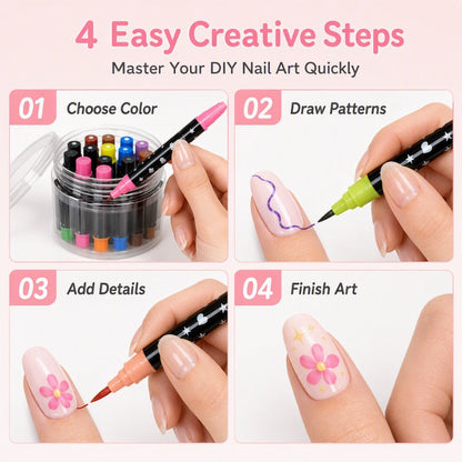 💅🎨 40% OFF! 24-Color Dual-Tip Nail Art Pens ✨ DIY Your Own Halloween, Christmas & Everyday Nail Designs 🎃🎄