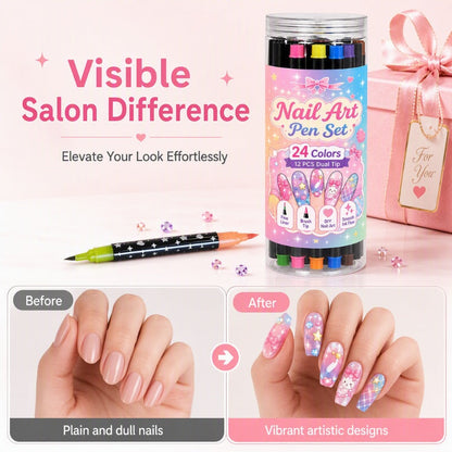 💅🎨 40% OFF! 24-Color Dual-Tip Nail Art Pens ✨ DIY Your Own Halloween, Christmas & Everyday Nail Designs 🎃🎄
