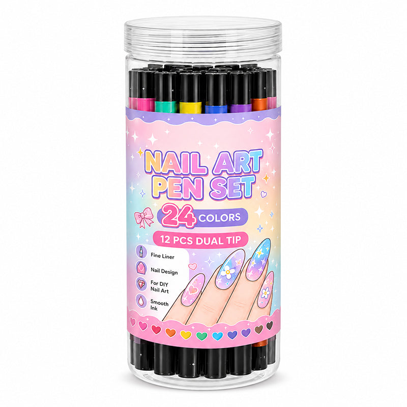 💅🎨 40% OFF! 24-Color Dual-Tip Nail Art Pens ✨ DIY Your Own Halloween, Christmas & Everyday Nail Designs 🎃🎄