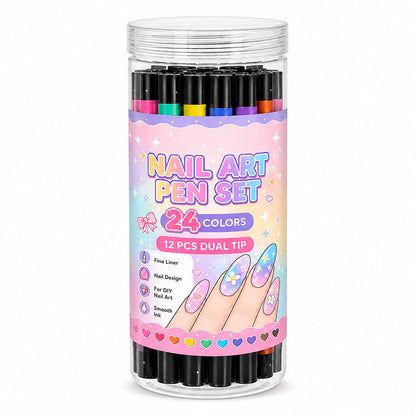 💅🎨 40% OFF! 24-Color Dual-Tip Nail Art Pens ✨ DIY Your Own Halloween, Christmas & Everyday Nail Designs 🎃🎄